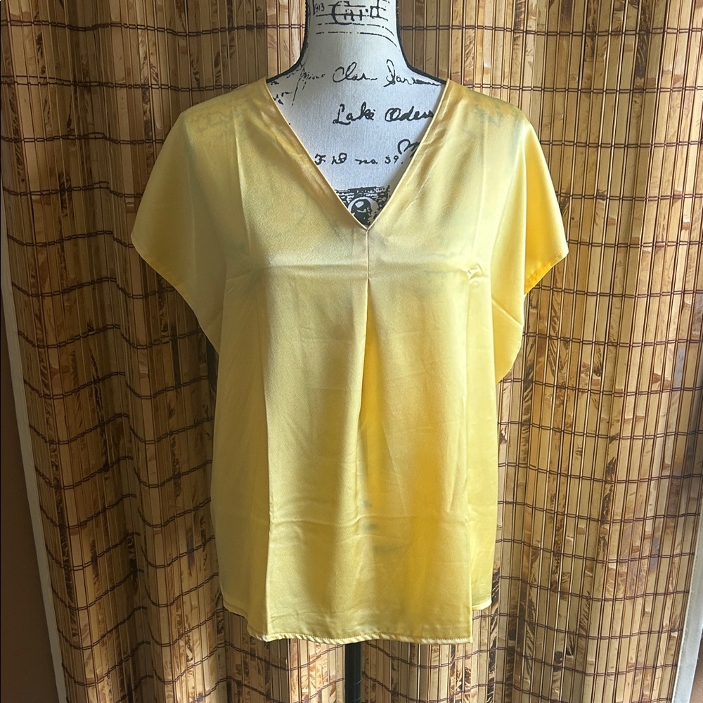 Chic Yellow V-Neck Blouse for Women